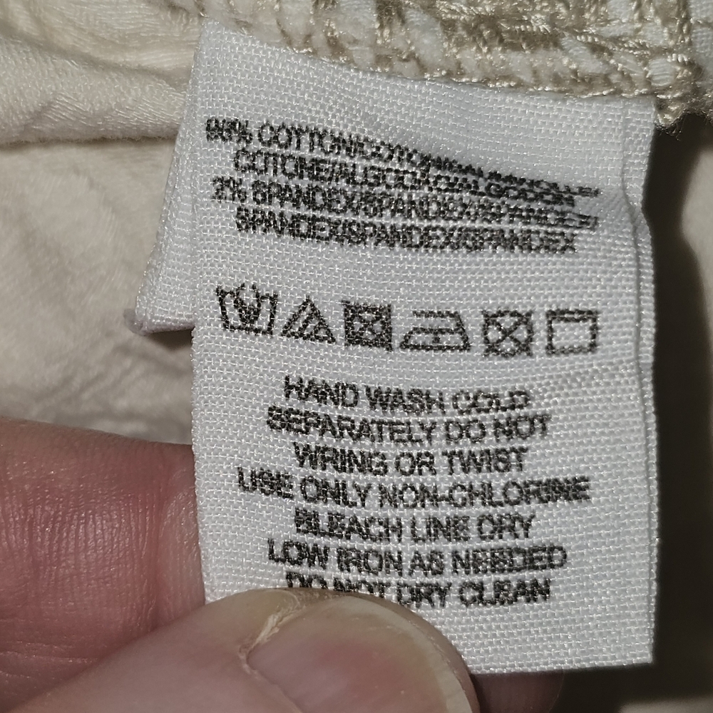 Free People Jaquard Textured Cream Lowrise Jeans In 25 - Picture 7 of 8